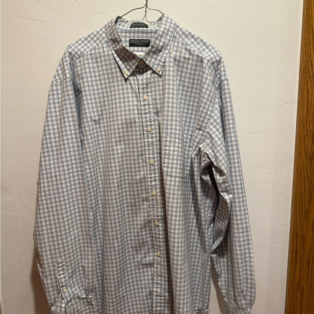 Lyle & Scott Blue and White Plaid Casual Shirt